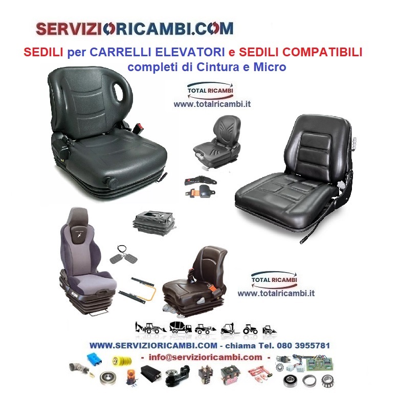 Sedile Universale Per Carrello Elevatore VEVOR - Regolazione 160-340 Mm, Fori Drenaggio, Microinterruttore Sicurezza, Preassemblato